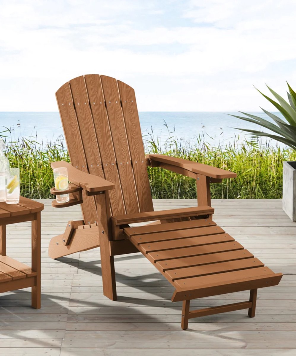Adirondack Tuinstoel met Inklapbare Voetensteun