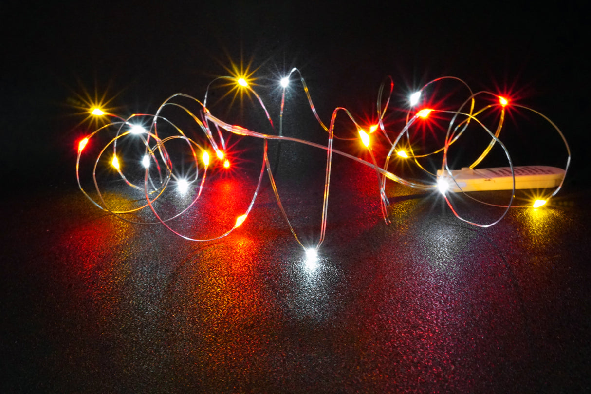 Rood wit geel Oeteldonk Sparkling String Lights 21 LEDjes draadverlichting