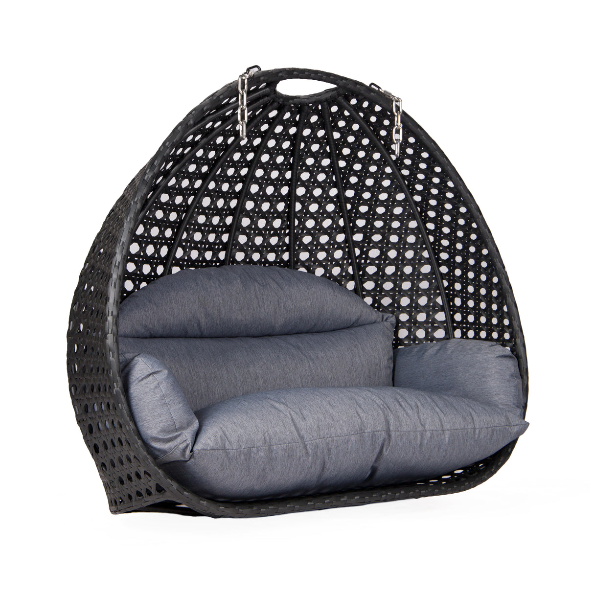 Dubai basket zwart met dusty blue kussen