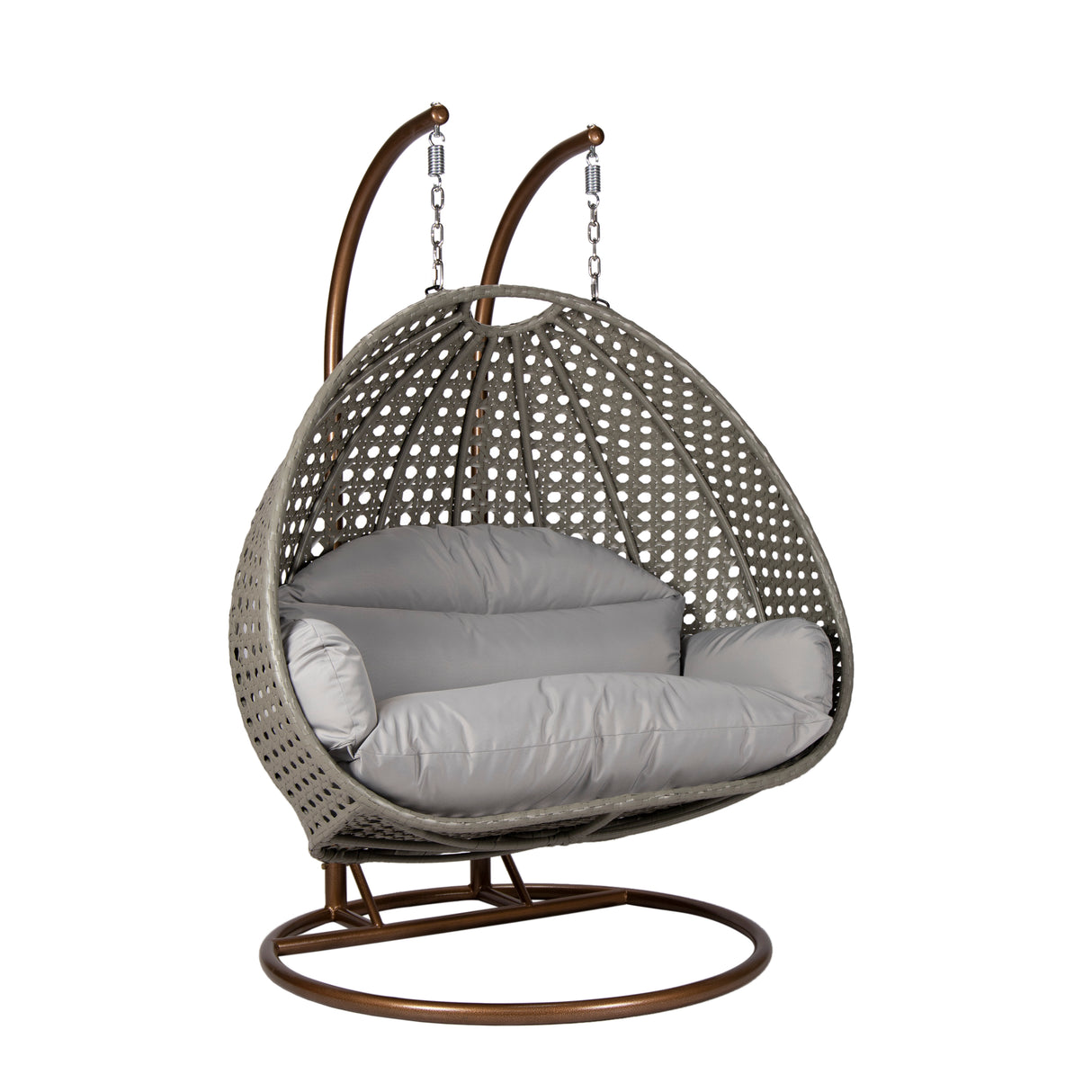 Hangstoel Dubai Grijs met goud frame en grijs kussen