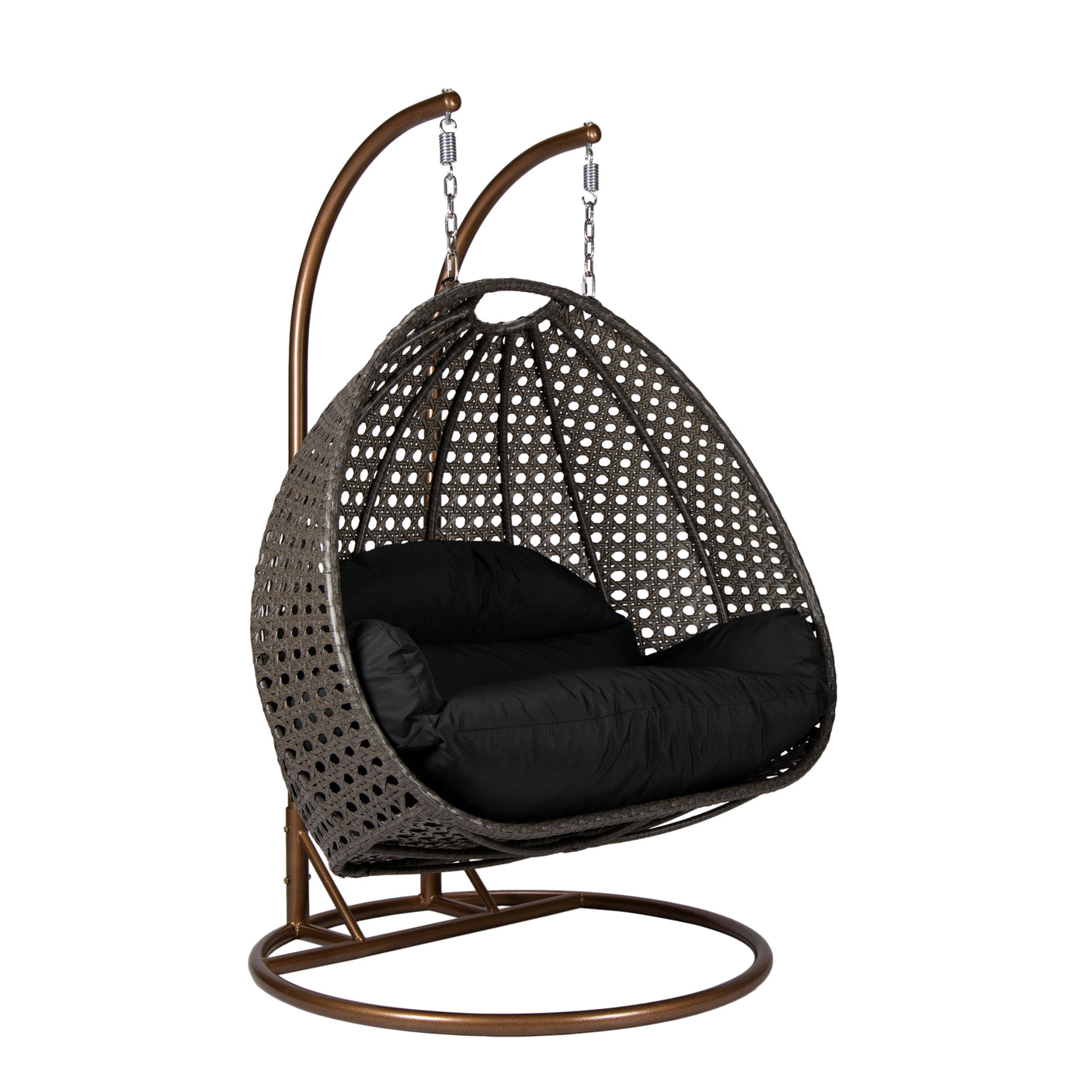 Hangstoel Dubai bruin met goud frame en zwart kussen