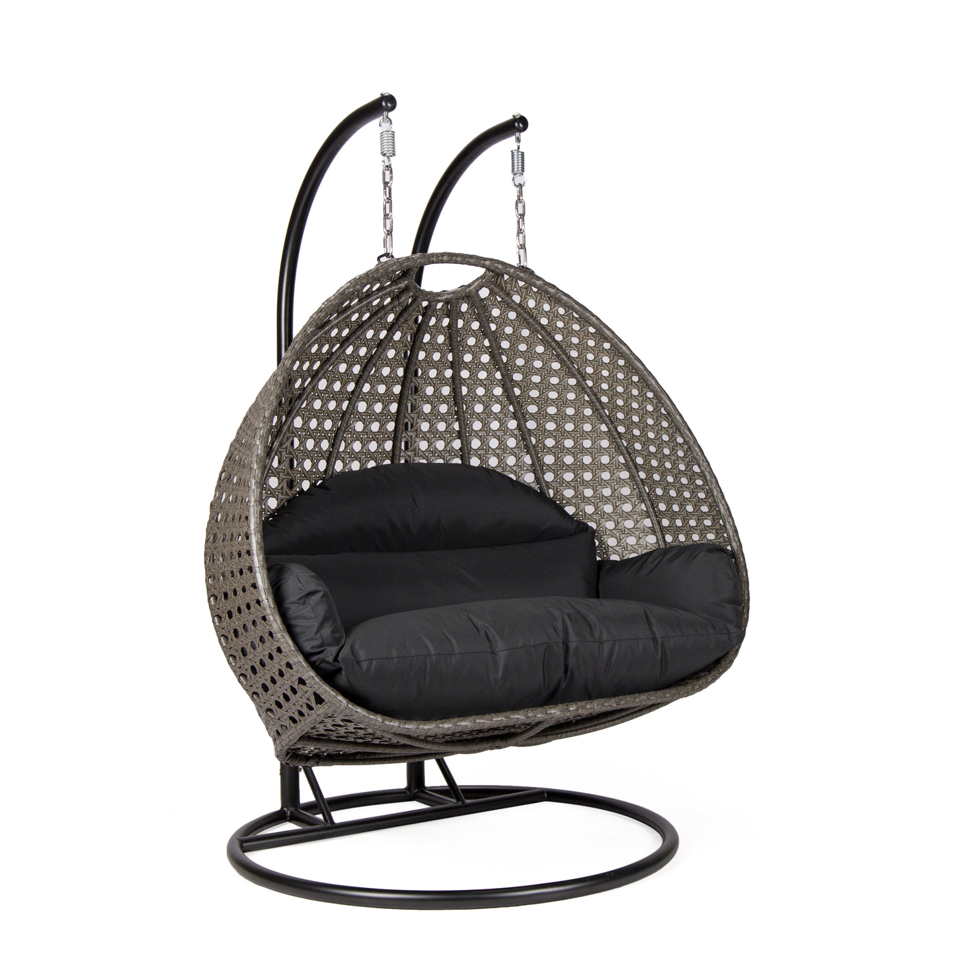 Hangstoel Dubai bruin met zwart frame en zwart kussen