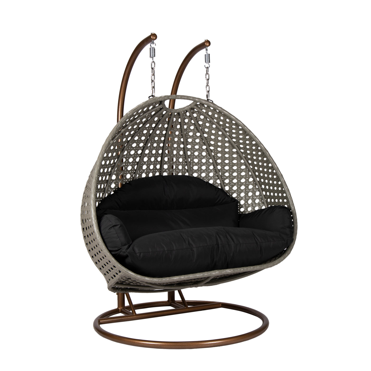 Hangstoel Dubai grijs met goud frame en zwart kussen