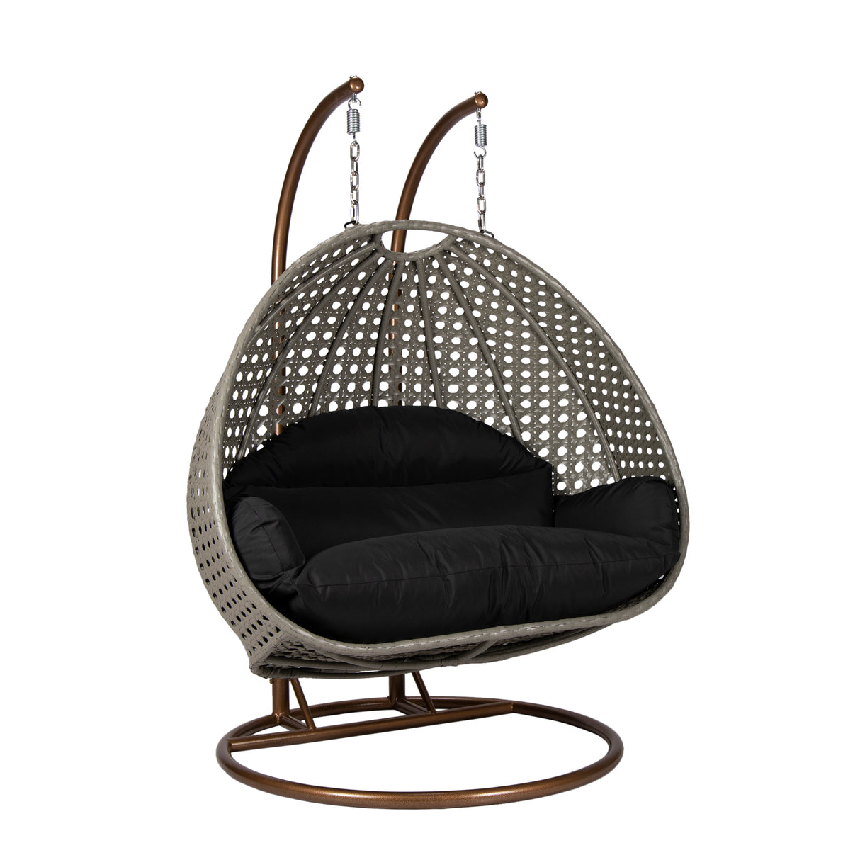 Hangstoel Dubai grijs met goud frame en zwart kussen