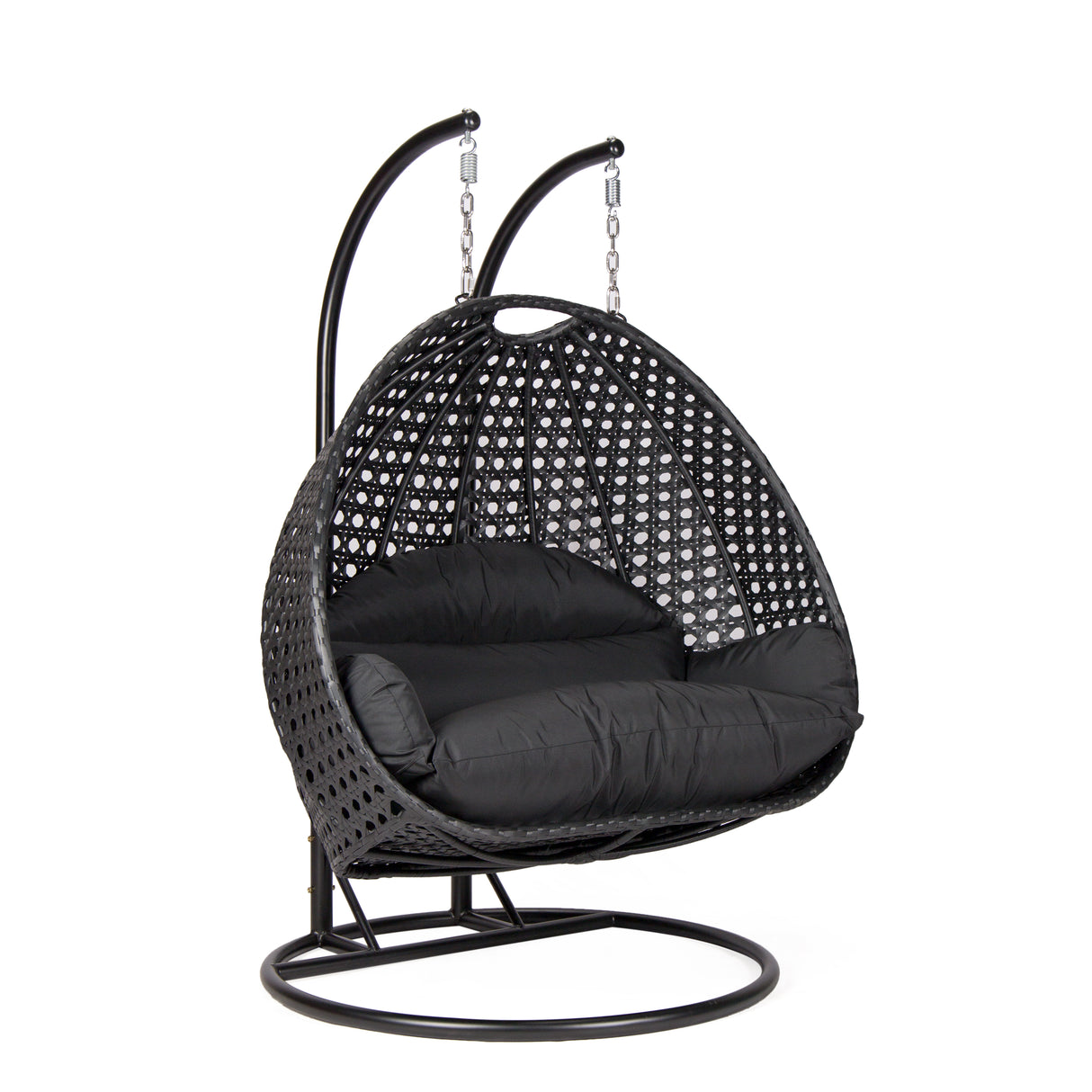 Hangstoel Dubai zwart met zwart frame en zwart kussen