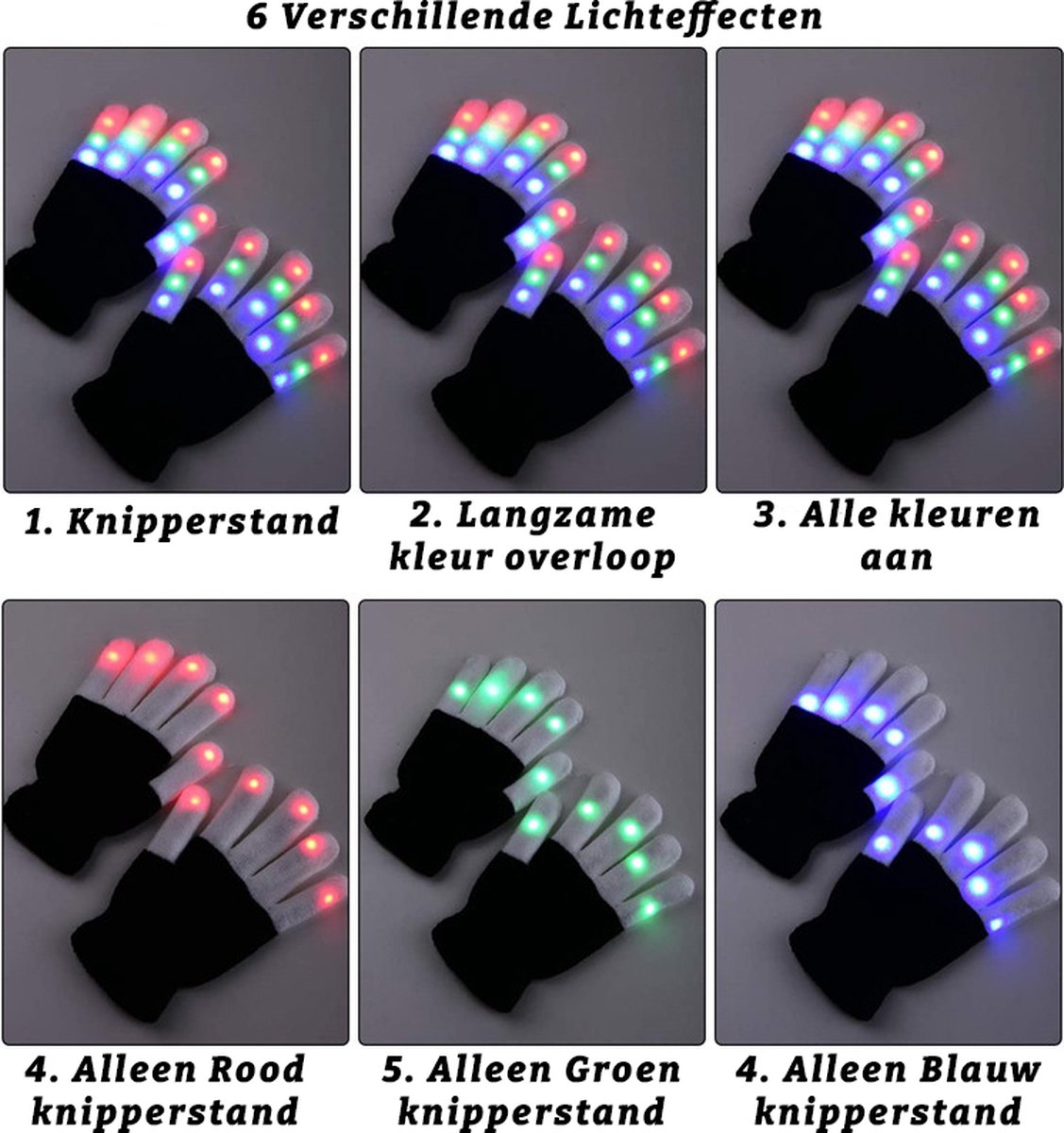 LED Handschoen 3 kleuren