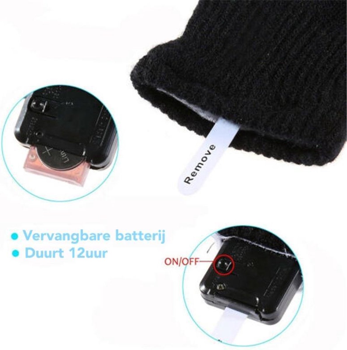 LED Handschoen vervangbare batterij