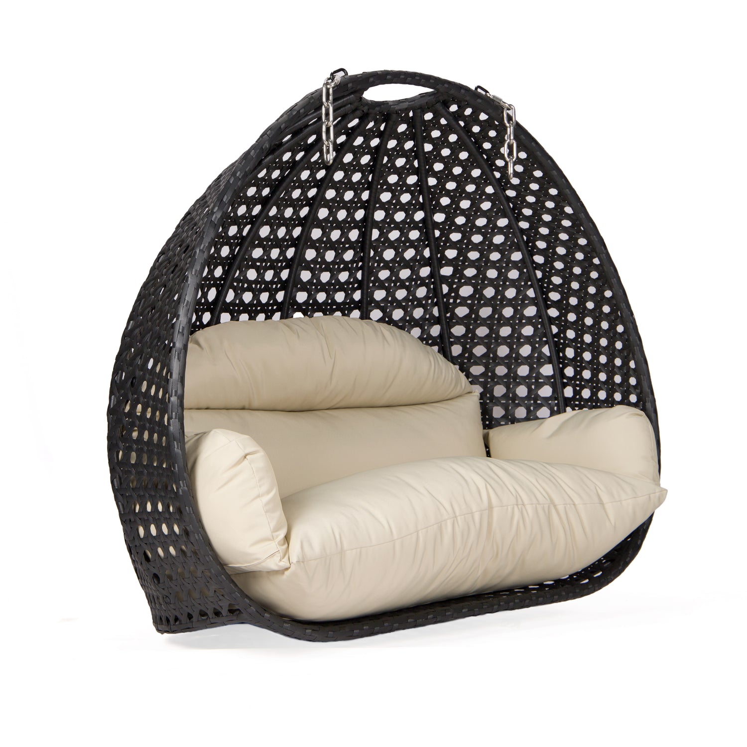 Dubai basket zwart met beige kussen