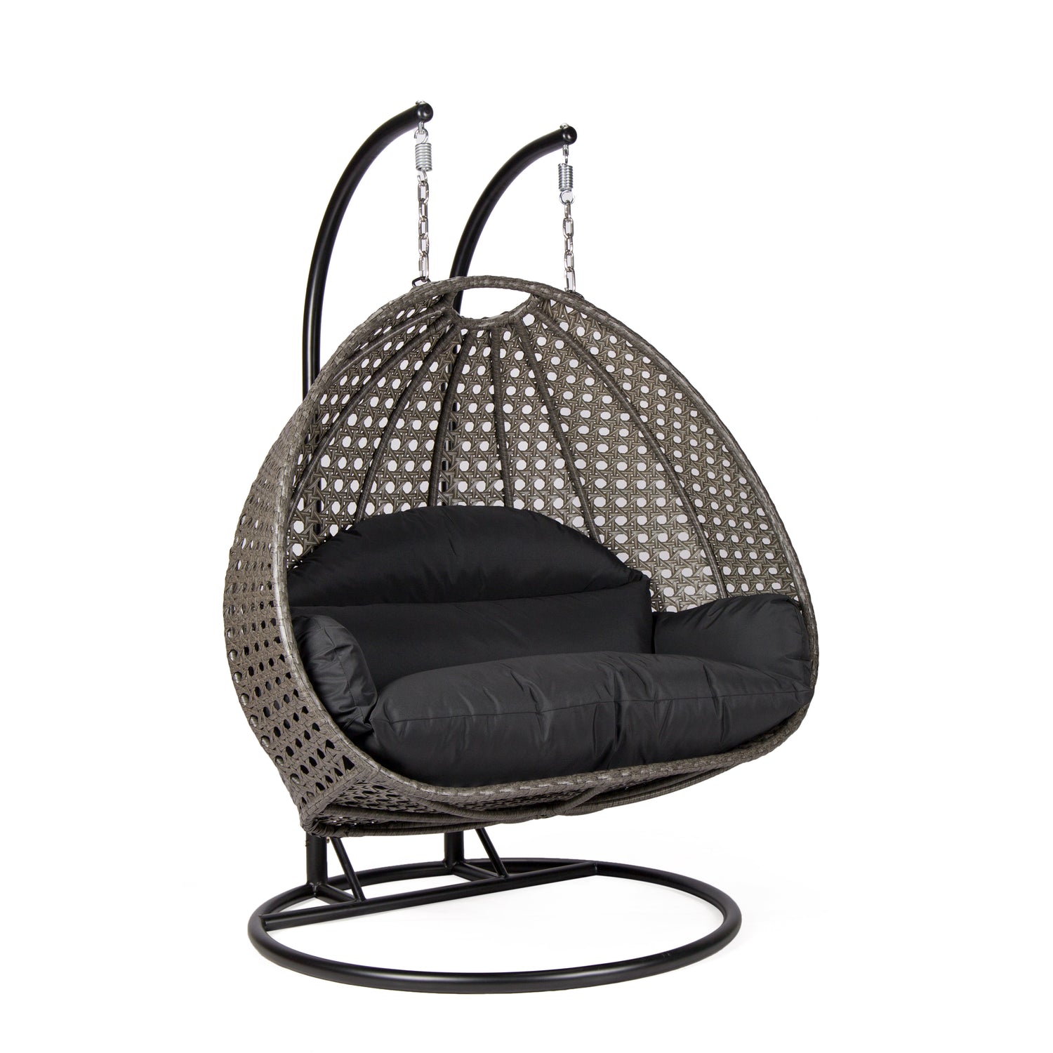 Hangstoel Dubai bruin met zwart frame en zwart kussen 