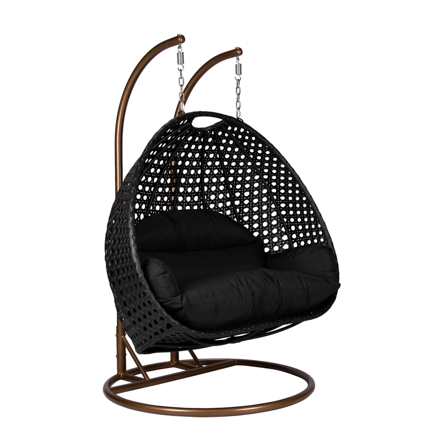 Hangstoel Dubai zwart met goud frame en zwart kussen 