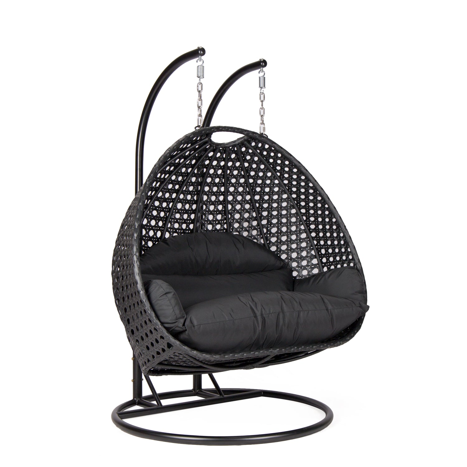 Hangstoel Dubai zwart met zwart frame en zwart kussen 
