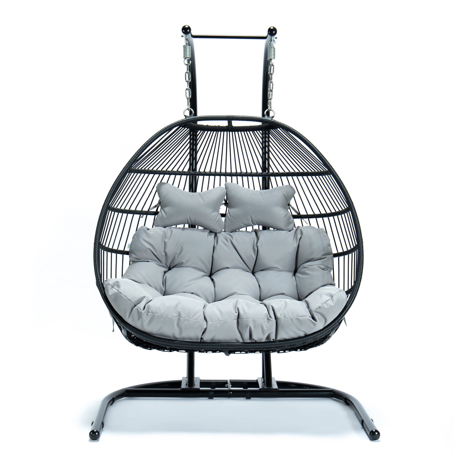 Hangstoel Oslo zwart met grijs kussen