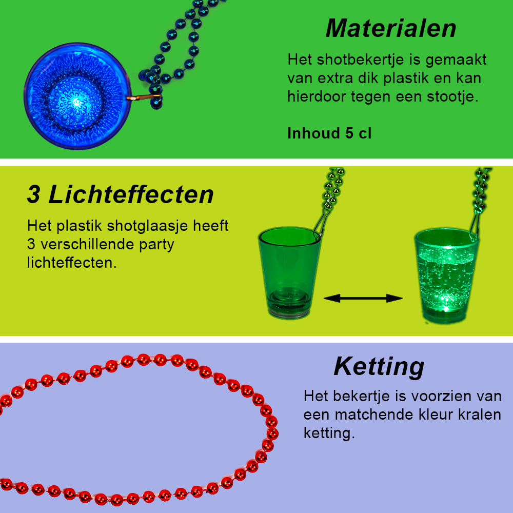 LED Shotglaasjes met ketting